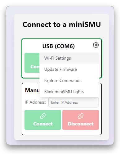 miniSMU MS01 WiFi Settings