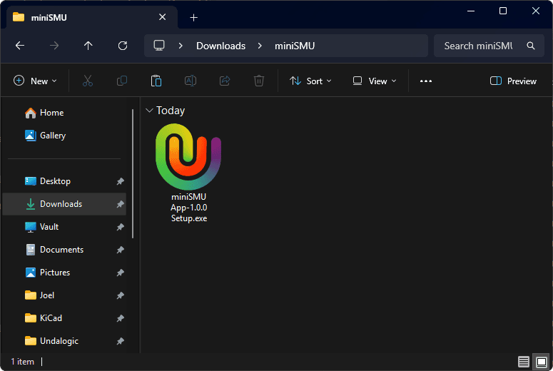 miniSMU Installer Screenshot